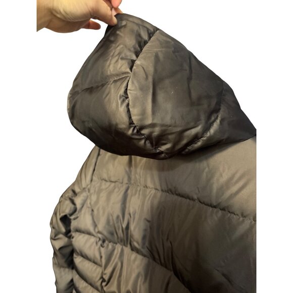 Eddie Bauer Womens Long Black Down Coat W/ Hood Size L 100% Polyester Shell 80% - Picture 5 of 5